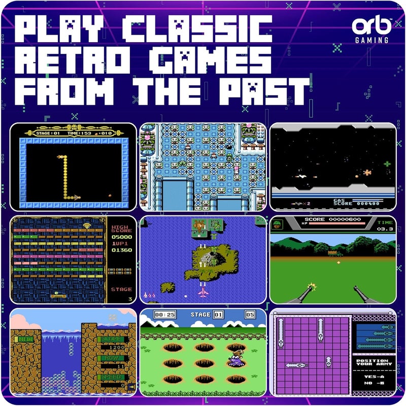 Thumbs Up Mini Arcade Machine, 240 Built-in 8-Bit Games, 2.5” Full Colour Screen, 8-Way Joystick, Handheld Retro Games Console – Orb Gaming by ThumbsUp! - Image 3